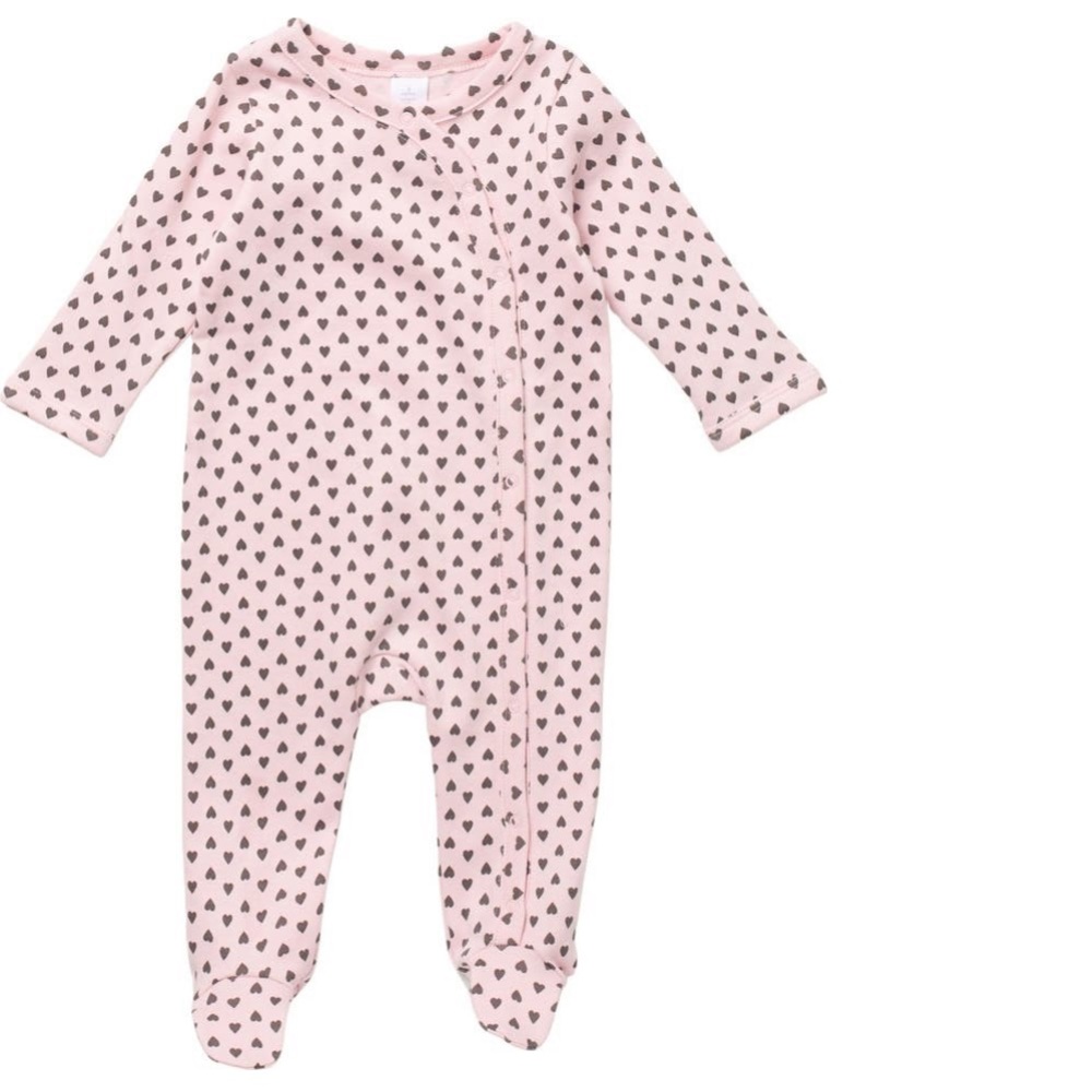 NWT! NORDSTROM BABY Footed Sleeper / Romper - Rose hearts 💕 6 mo - Picture 2 of 3